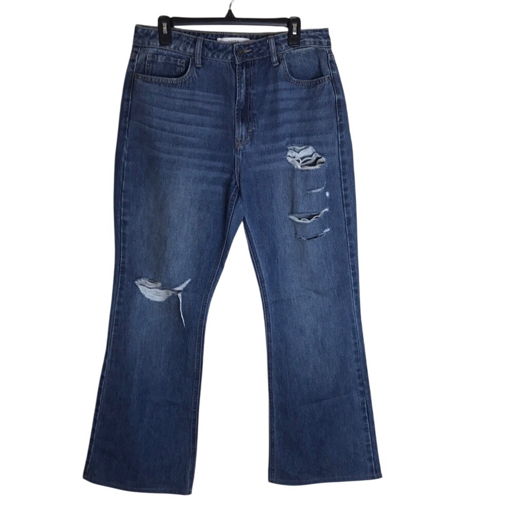 Hidden Jeans Women's Distressed High Rise Flare Leg Blue Denim Size 31